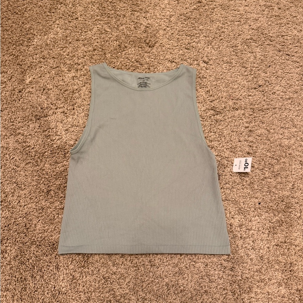 Women's Cropped Ribbed Tank Top - sage Green
